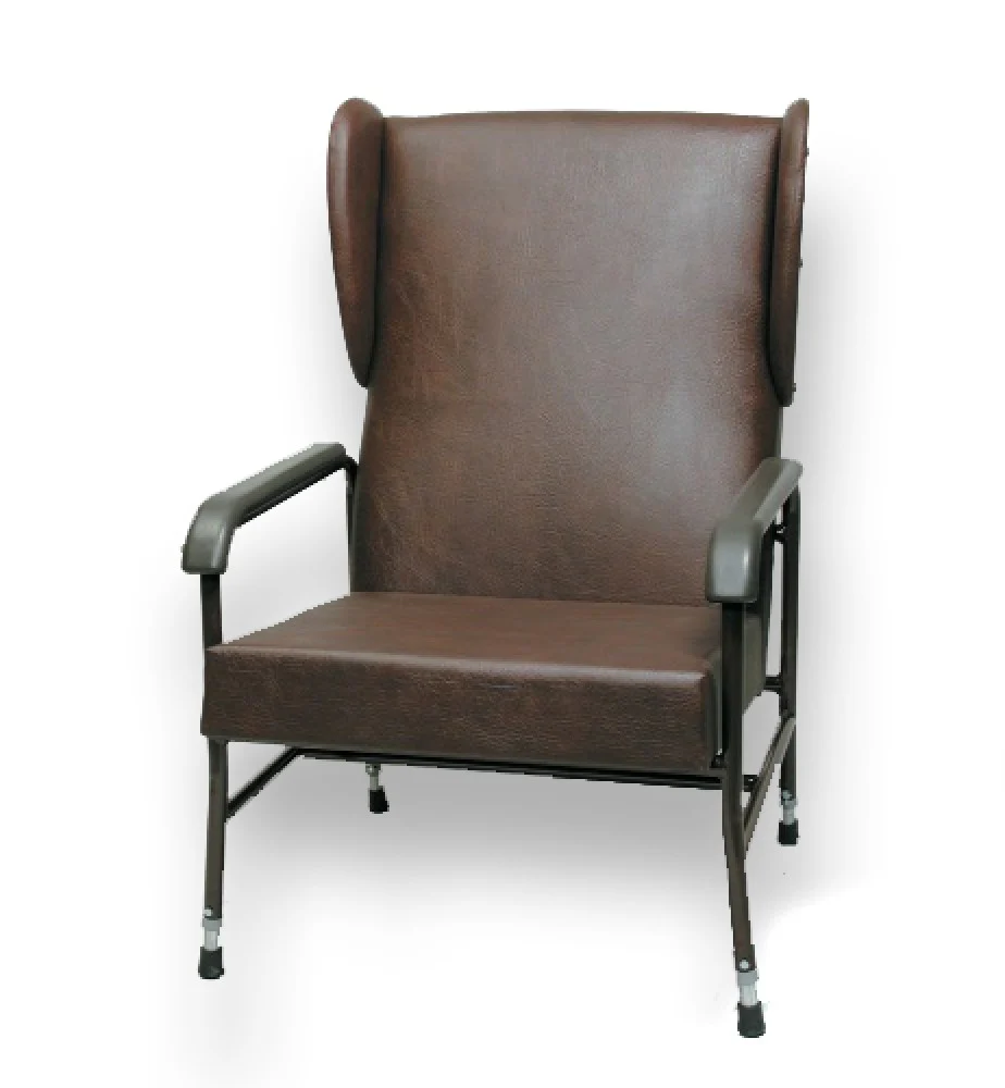 Adjustable Metal Framed Chair with Wings - Extra Wide - Brown Vinyl - Image 2
