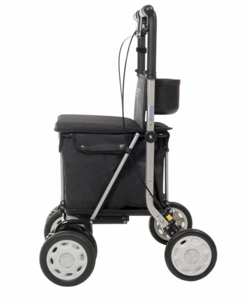 Carlett Shopping Rollator/Walker Trolley Black with One Hand Brake - Image 2
