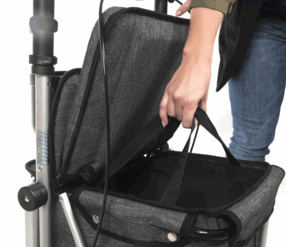 Carlett Shopping Rollator/Walker Trolley Black with One Hand Brake - Image 3