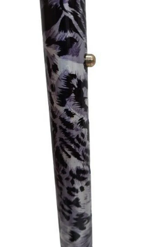 Classic Canes Height Adjustable Ladies Walking Stick, Grey White Leopard Print - Image 3
