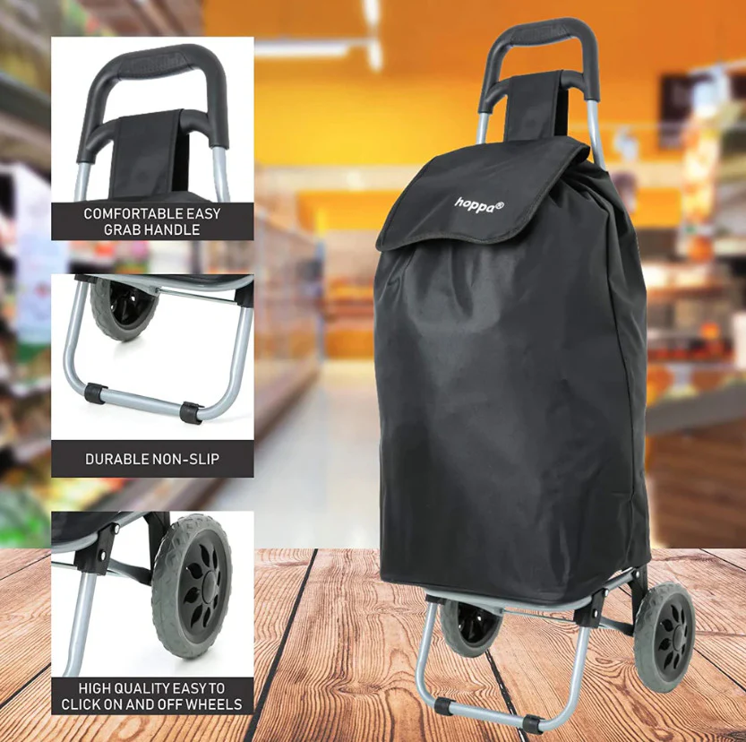 Hoppa 47 litre Lightweight Shopping Trolley - Black - Image 2