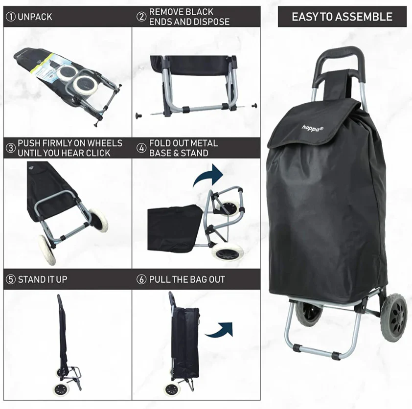 Hoppa 47 litre Lightweight Shopping Trolley - Black - Image 4