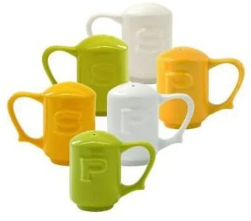 Wade Dignity One Handled Salt & Pepper Shakers in White