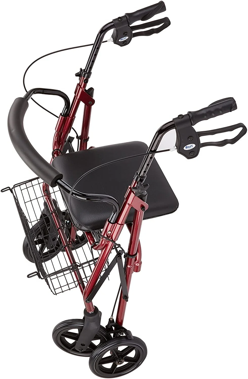 Days Four-Wheeled Rollator/Walker - Ruby Red or Silver - Image 4