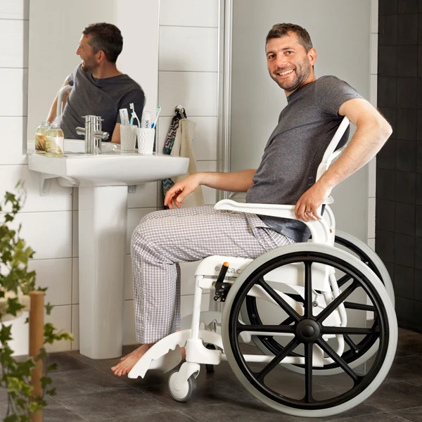 Etac Clean Self Propelled Shower Commode Chair - White - Image 3