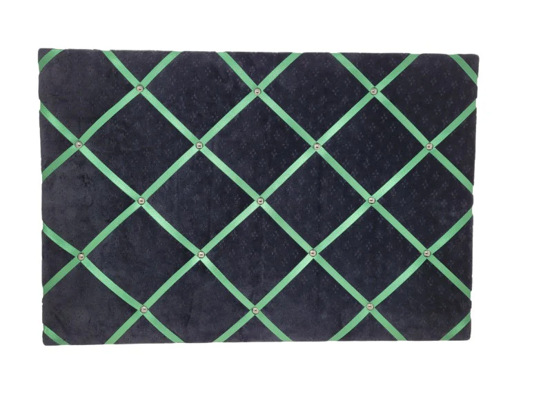 Fabric Notice Board - Black Velvet Green Ribbon - Image 3