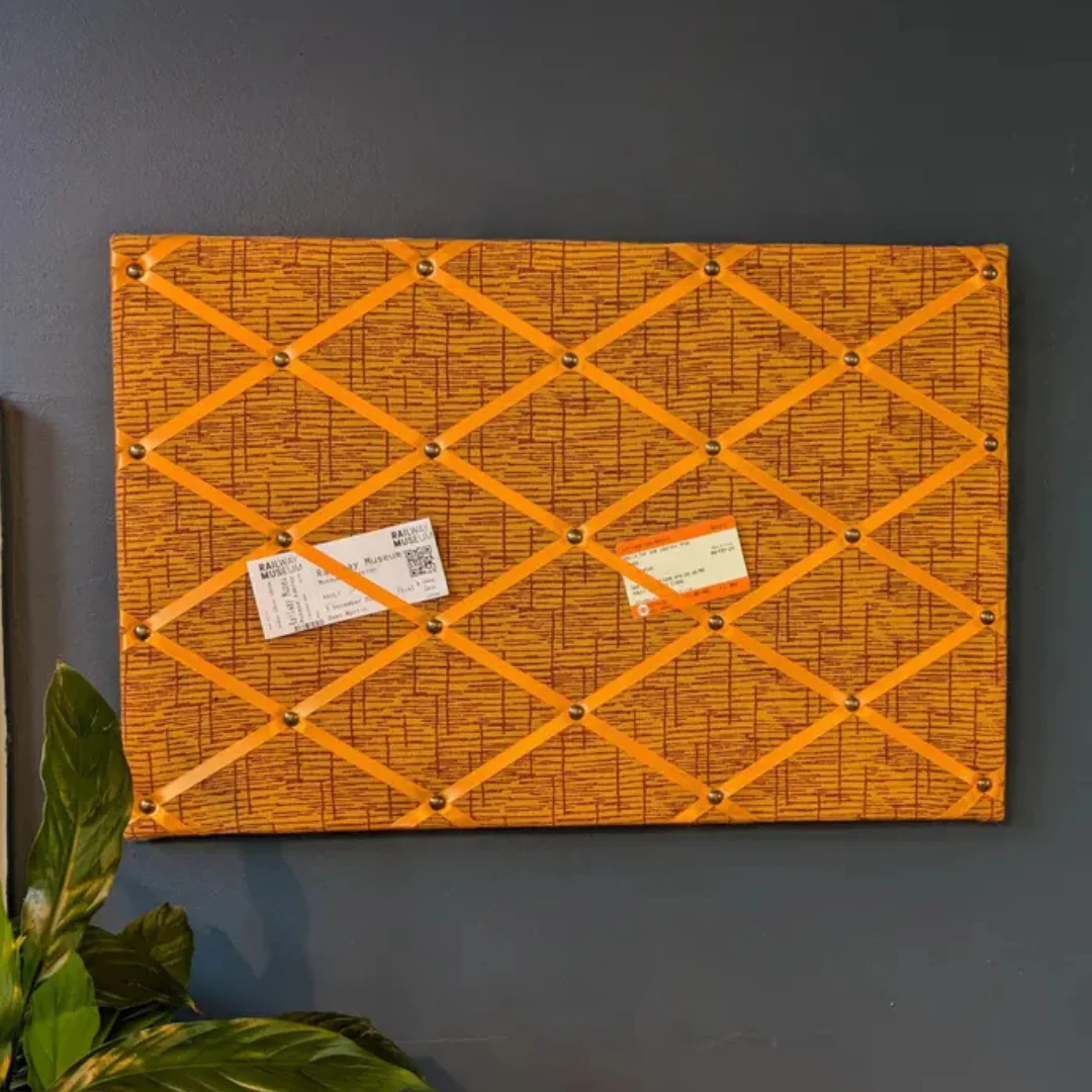 Fabric Notice Board - Orange Barkcloth - Image 2