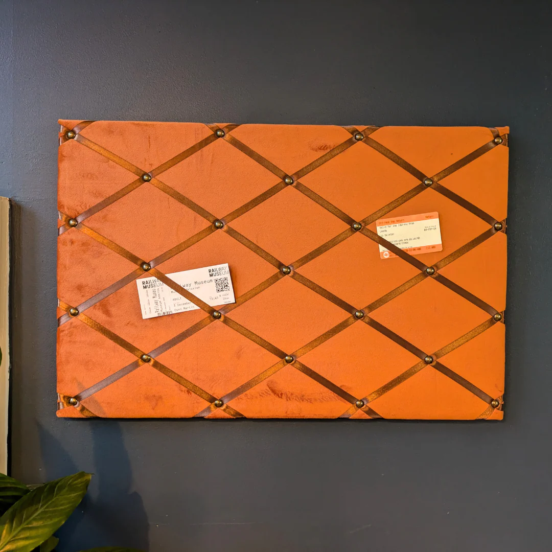 Fabric Notice Board - Orange Velvet - Image 2