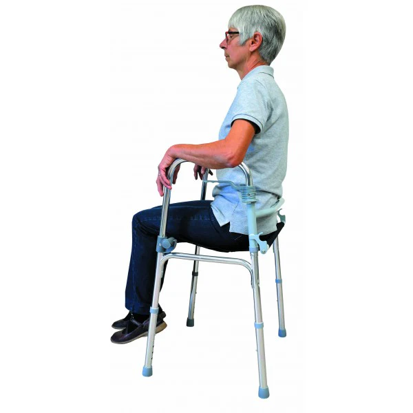 Foldable Aluminium Walker with Seat - Image 2