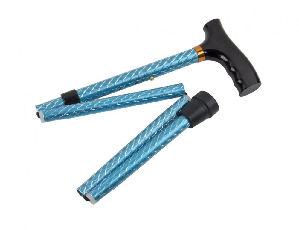Folding Walking Stick / Cane With Strap - Various Designs - Image 3