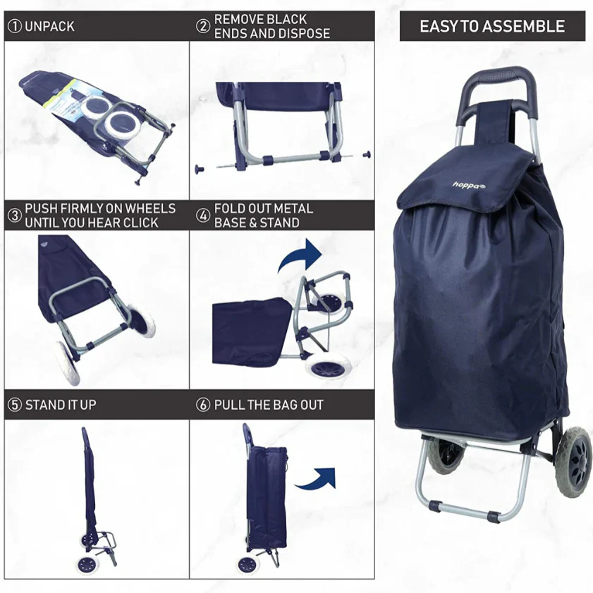 Hoppa 47 litre Lightweight Shopping Trolley - Navy blue - Image 4