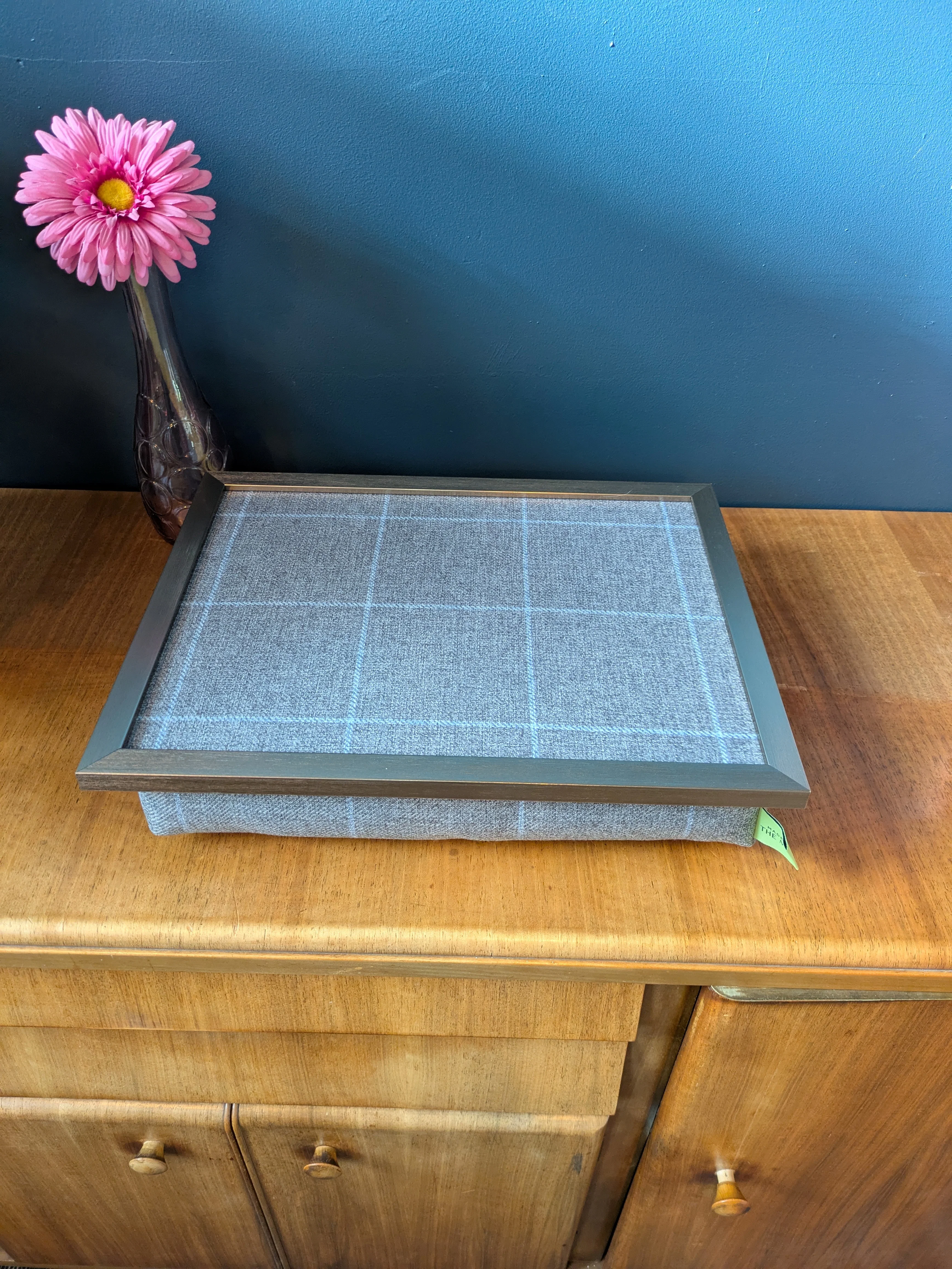 Luxury Grey Setter Tweed Lap Tray with Bean Bag Base from Made in the Mill - Image 2