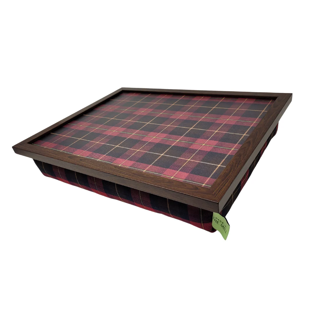 Luxury Burgundy Boyd Tartan Lap Tray With Bean Bag from Made in the Mill - Image 2