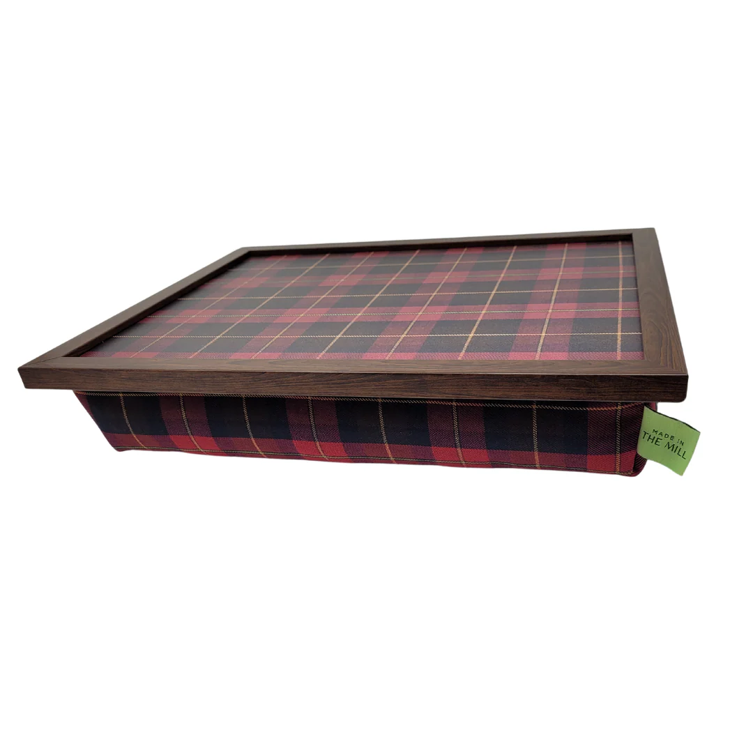 Luxury Burgundy Boyd Tartan Lap Tray With Bean Bag from Made in the Mill - Image 3