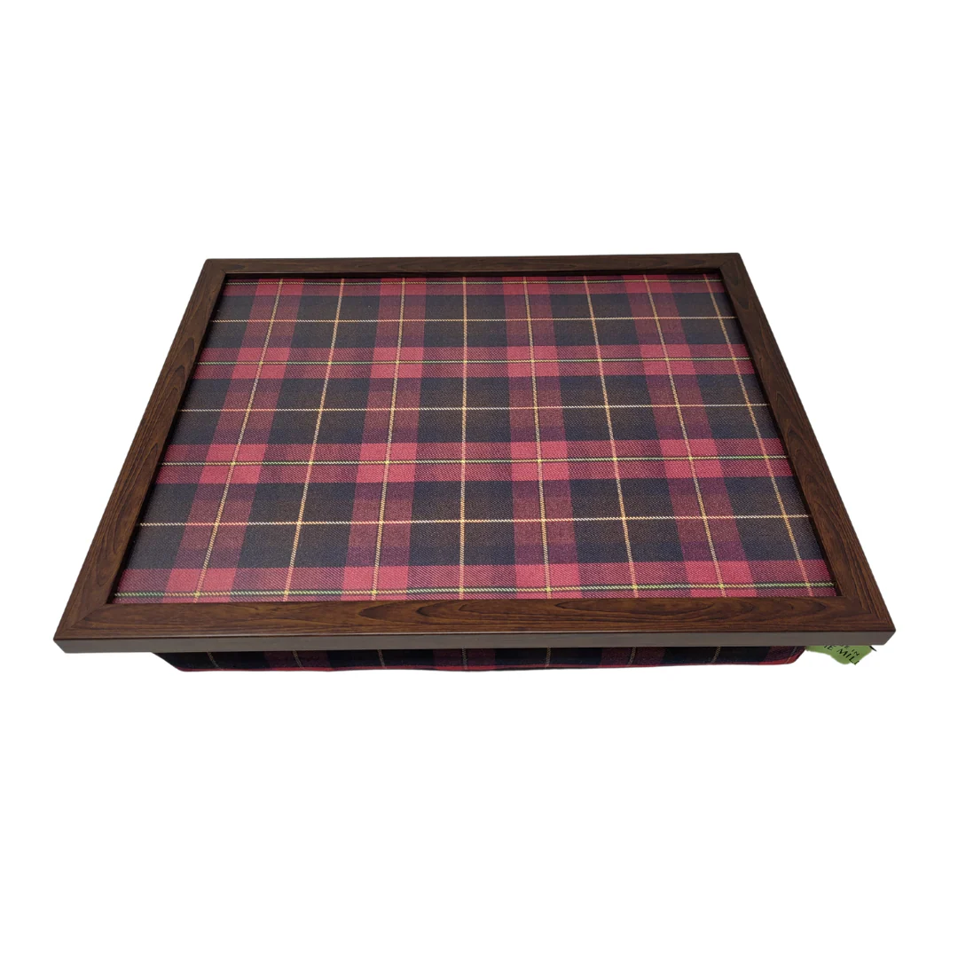 Luxury Burgundy Boyd Tartan Lap Tray With Bean Bag from Made in the Mill - Image 4