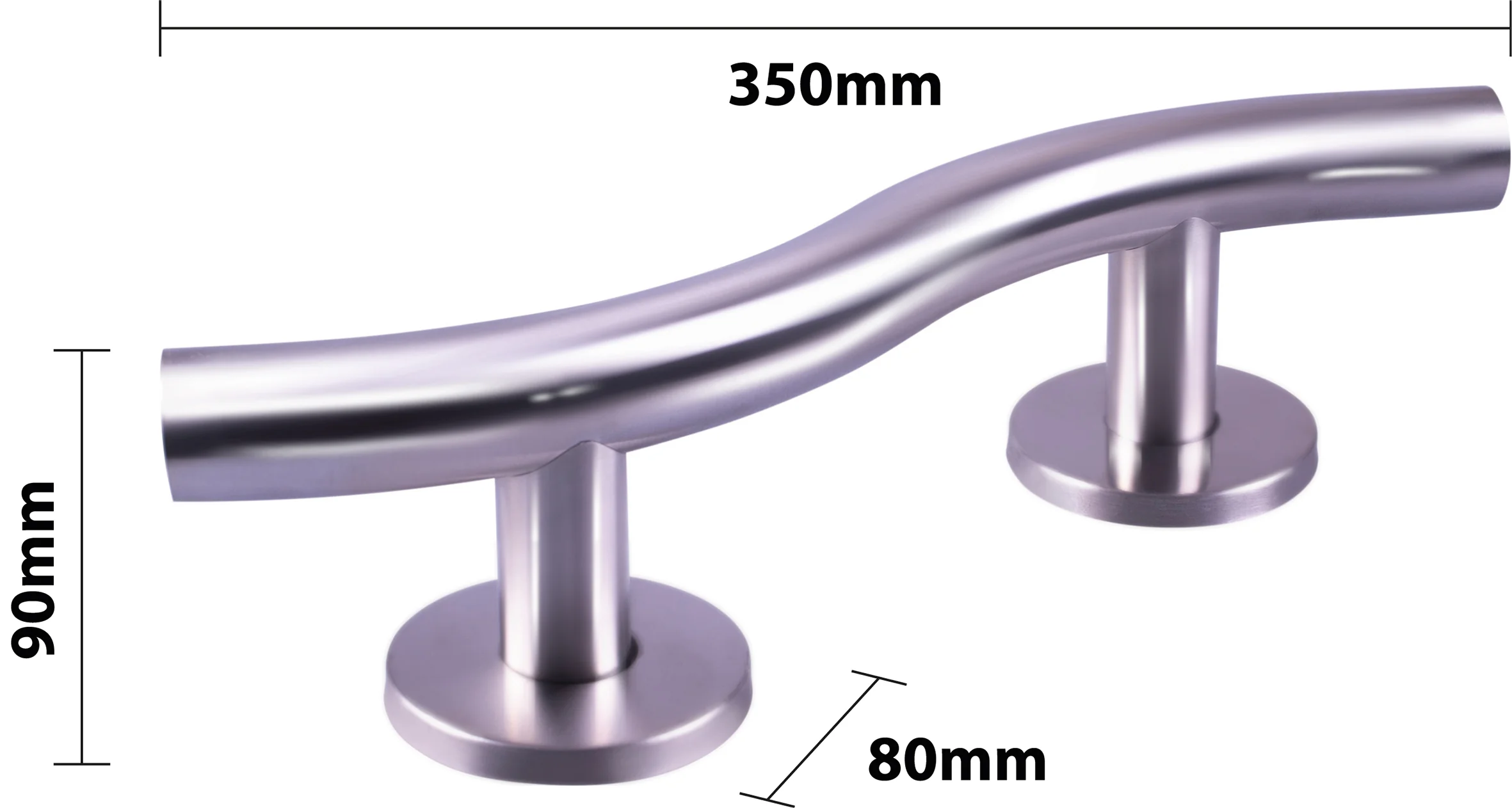 Luxury Curved Stainless Steel Grab Bar in a Polished Finish - 355mm - Image 3