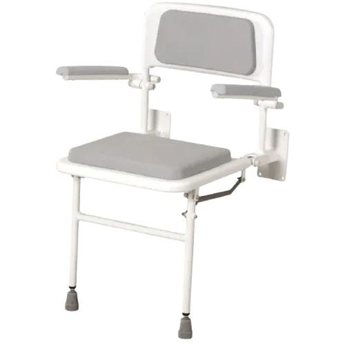 Padded Wall-Mounted Seat with Back and Arms