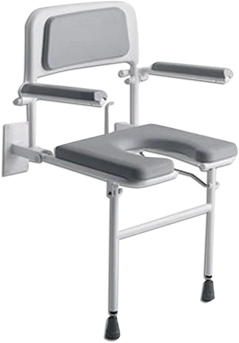 Padded Wall-Mounted Seat with Back and Arms - Image 2