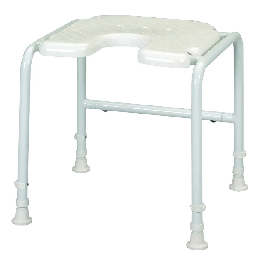 Homecraft White Line Height Adjustable Shower Stool