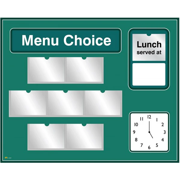 Picture Menu Board with Clock & Free Image Library - Various Colours - Image 2