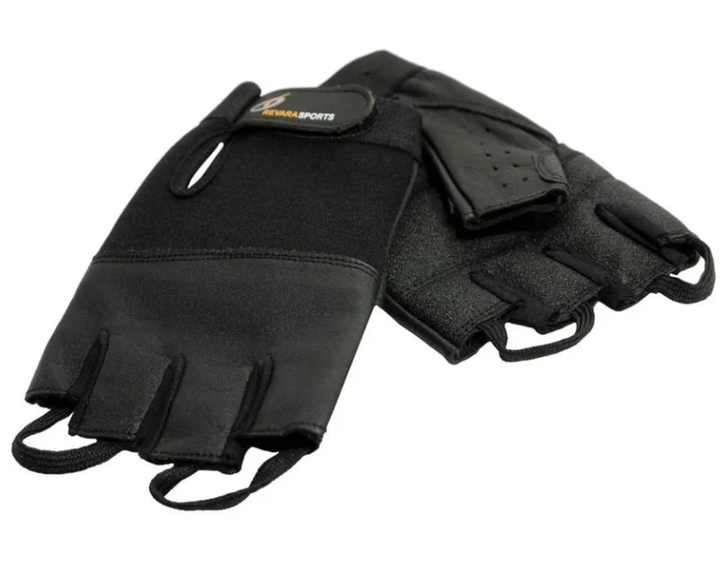 Revara Sports Leather Summer Weight Open Finger Wheelchair Gloves