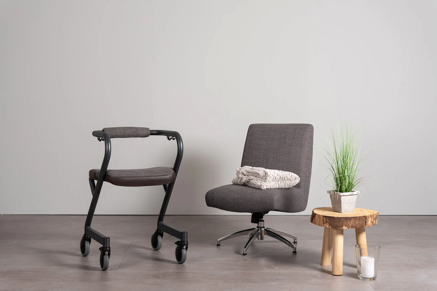 SALJOL Back Roll for Page Indoor Rollator | Woven Grey Fabric - Image 2