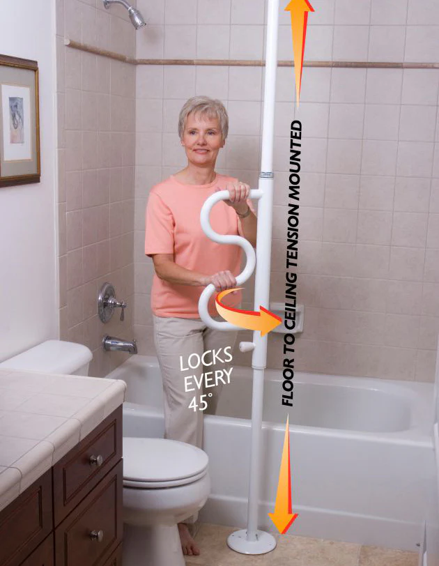 Floor to Ceiling Security Pole with Curved Grab Rail - Image 6