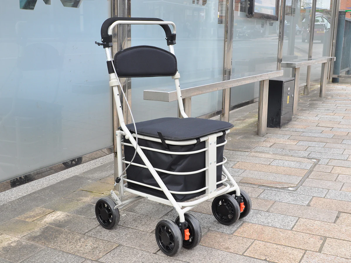 Shopping Trolley with Seat - Check or Black - Image 4