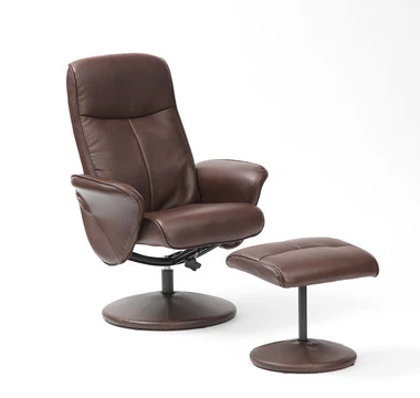 Soft Feel PU Swivel Recliner & Footstool - Image 4