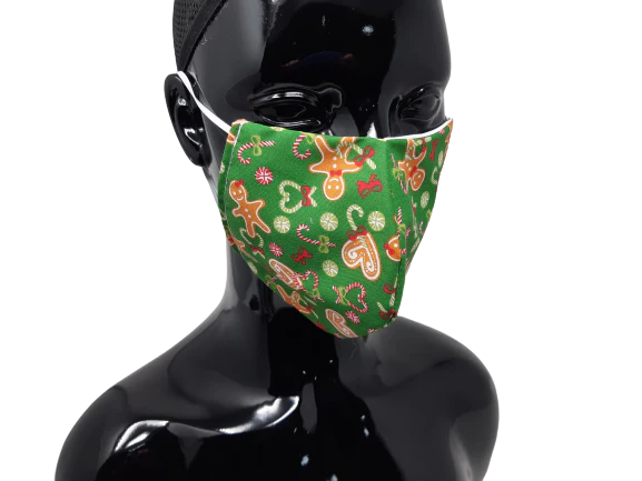 Washable and Reusable Gingerbread Man with Candy Canes Christmas Face Mask