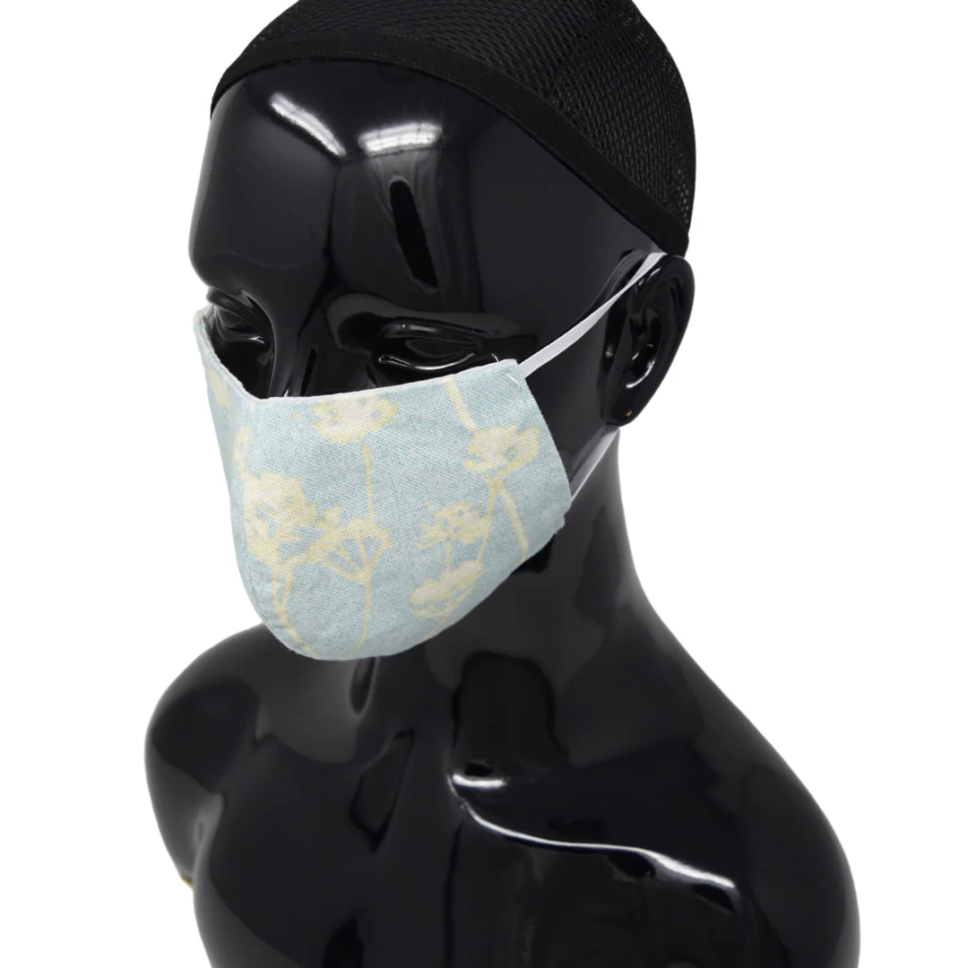Washable, Reusable Face Mask | Blue & Yellow Flowers Print - Image 2