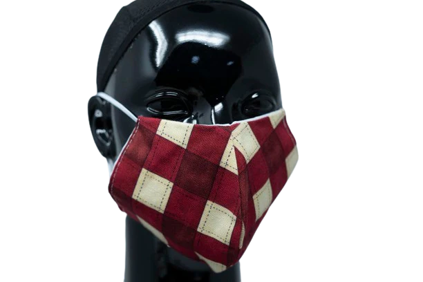Washable, Reusable Face Mask | Red & Beige Squares